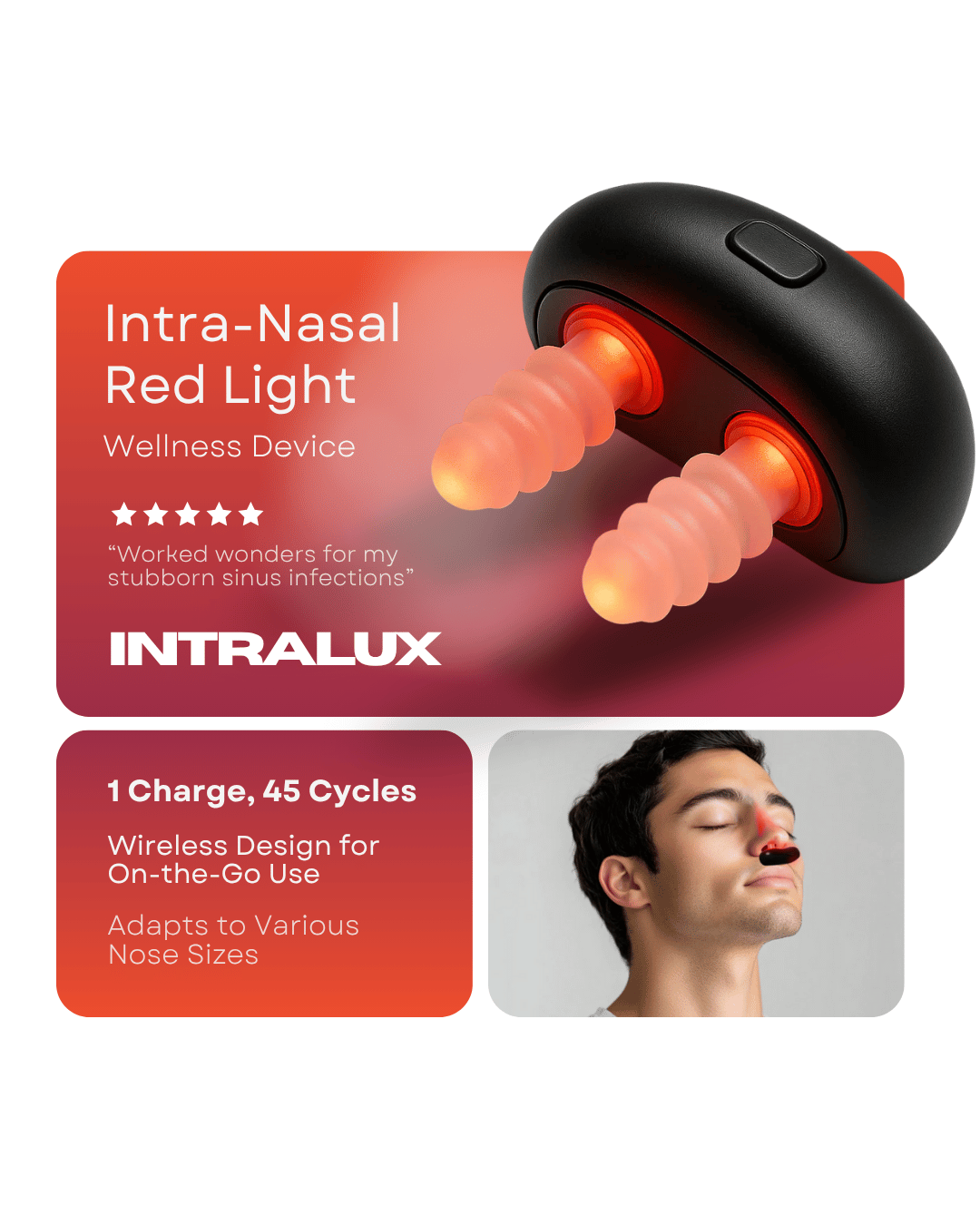 INTRALUX™ Red-Light Nasal Therapy Device | Neuro-Recovery • Circadian Reset • Nasal Inflammation Relief